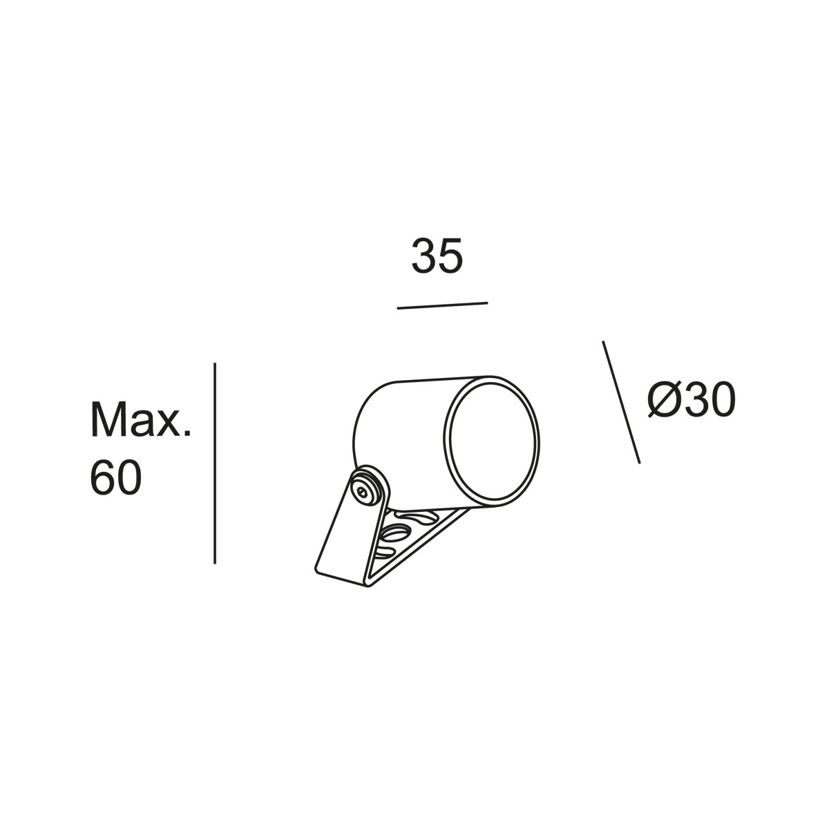 Max mini spotlight svart 32gr