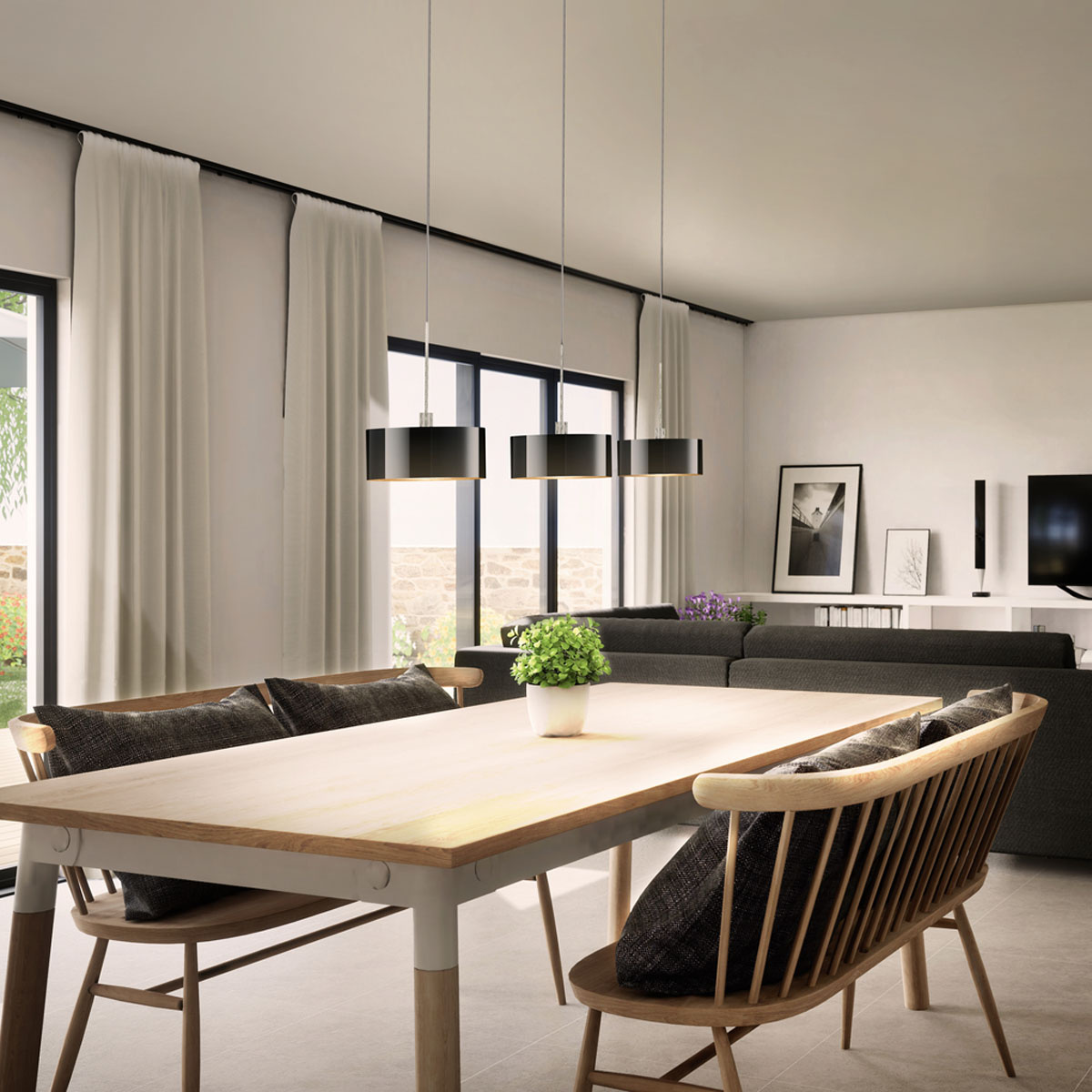 Cantara glas 190 pendel svart/guld