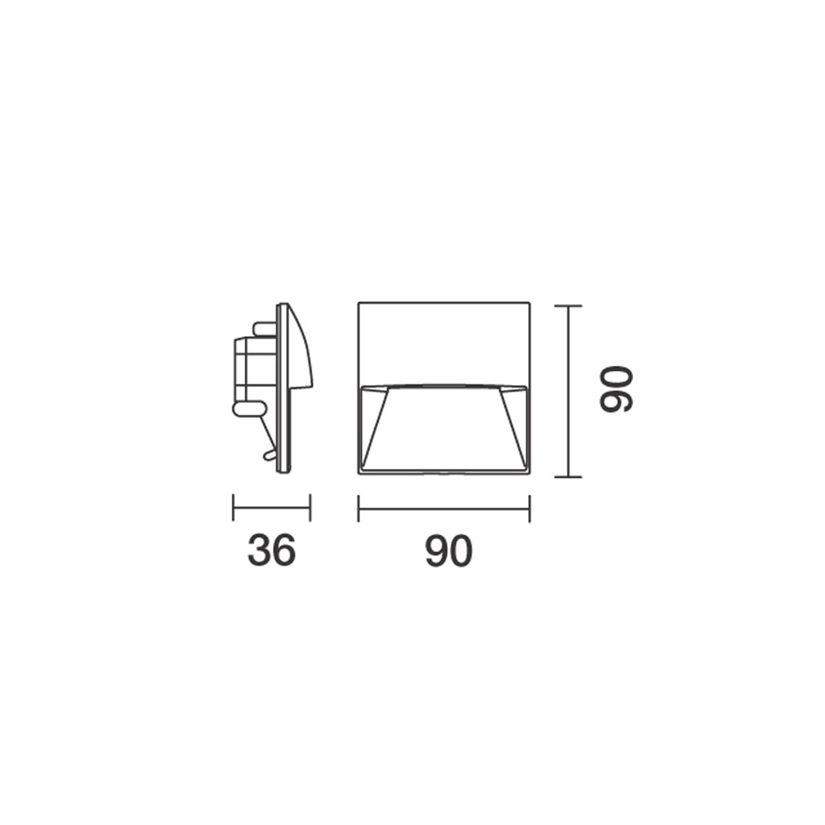 Walky 90x90 svart 3000 kelvin