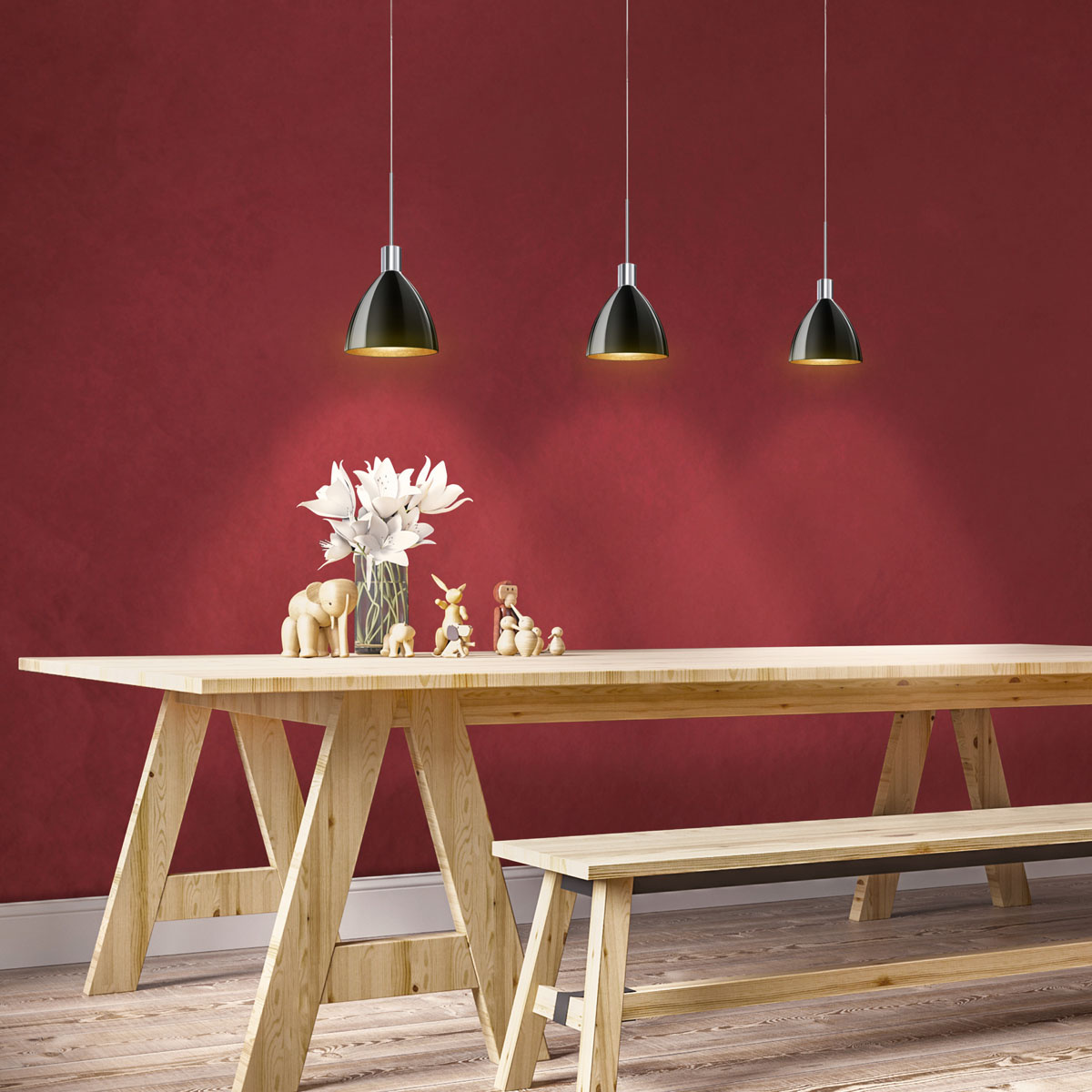 Silva Neo 160 pendel svart/guld glas