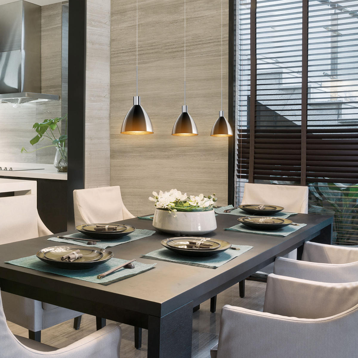 Silva Neo 160 pendel svart/guld glas